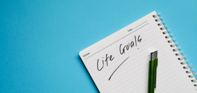 A note page with the heading life goals