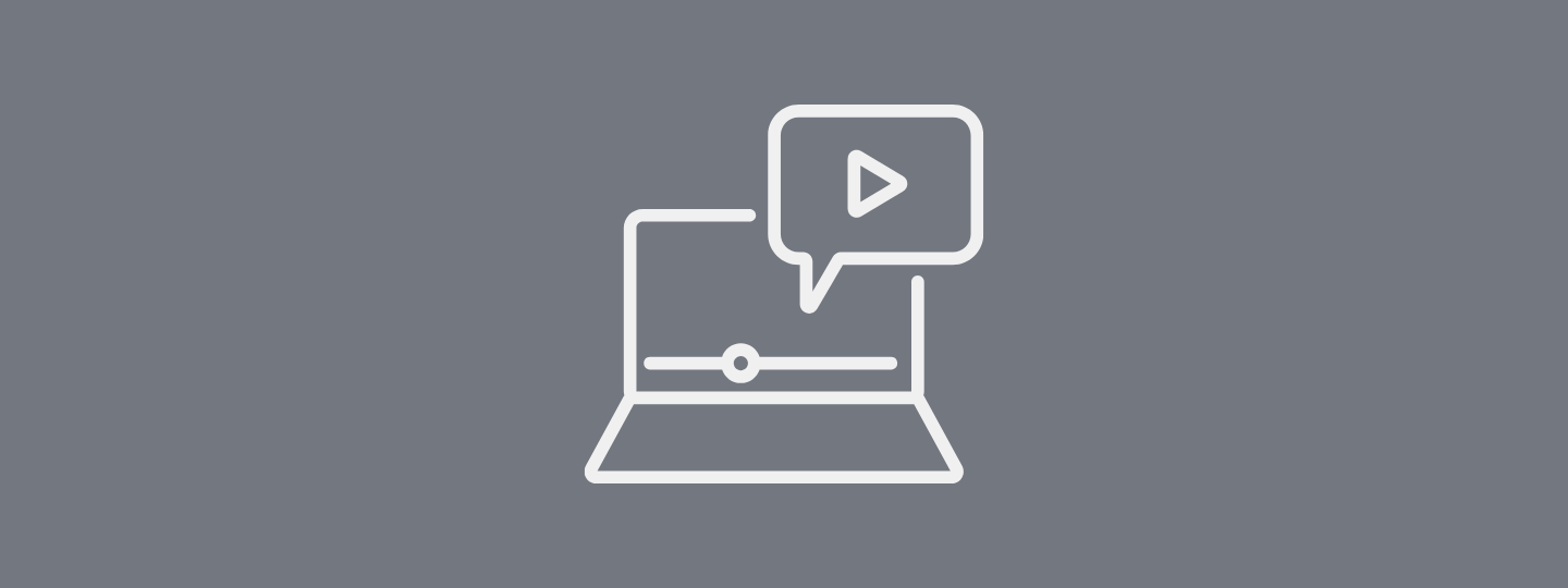 Icon of watching a video on a computer with a grey background