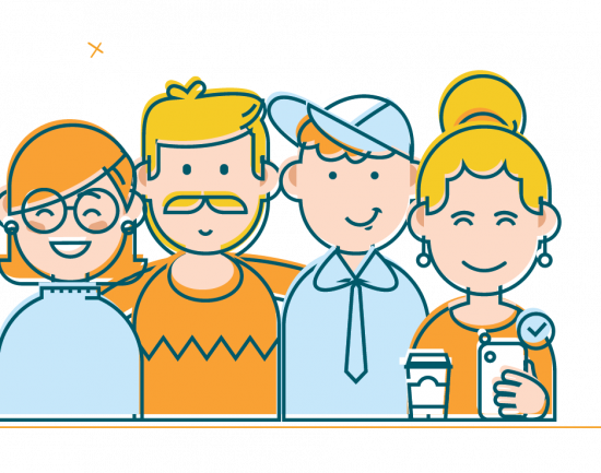 Inclusivitivy illustration of a group of four people