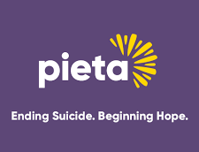 A logo for Pieta House- Ending Suicide. Beginning Hope.