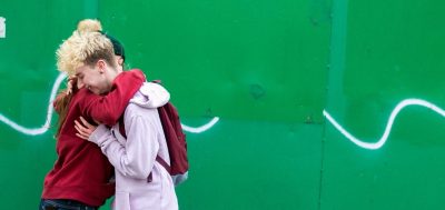 Pic for launch of Together, Jigsaw’s Organisational Strategy 2022-2025 Two young people hugging