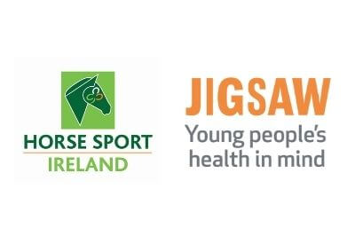 Green Horse Sport Ireland Logo beside orange Jigsaw logo on a white background