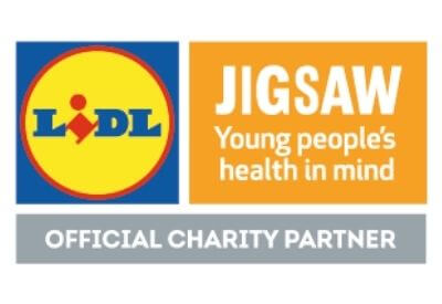 Lidl and Jigsaw logo side by side with official charity partner text underneath.