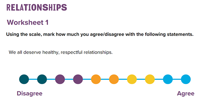 a screenshot of the relationship worksheet