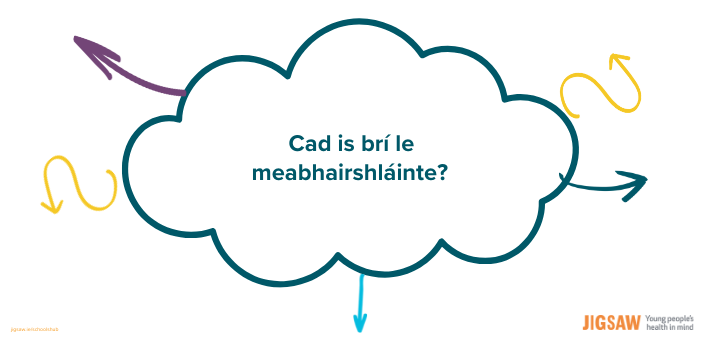 a brainstorm cloud with the irish language as a descriptive